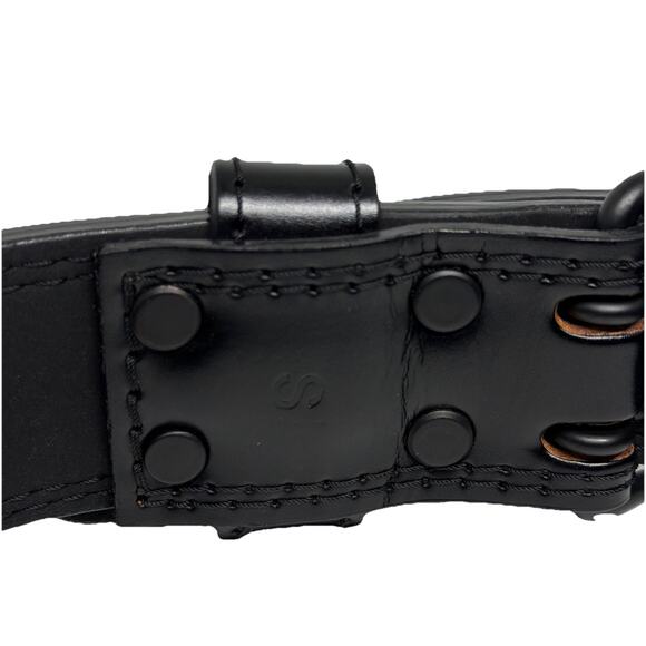 4f888801-d2b8-45d9-8b12-  Gymreapers 4” Leather Weightlifting Belt Small Black Powerlifting NWOT